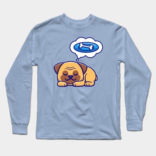 Cute Pug Dog Dream Bone Cartoon Long Sleeve T-Shirt